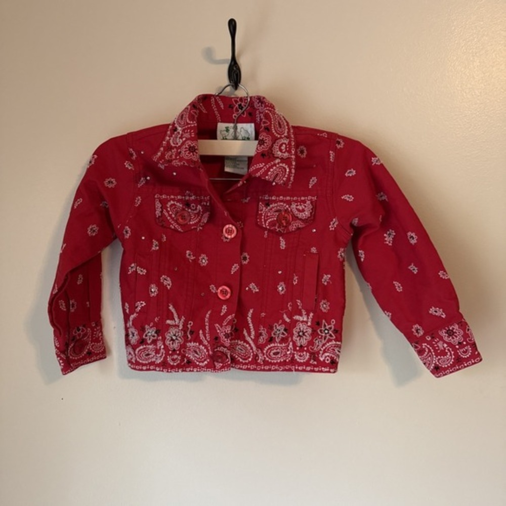 Quacker Factory Red Paisley Jacket Toddler Girls Size 4T Western‎ Rare
